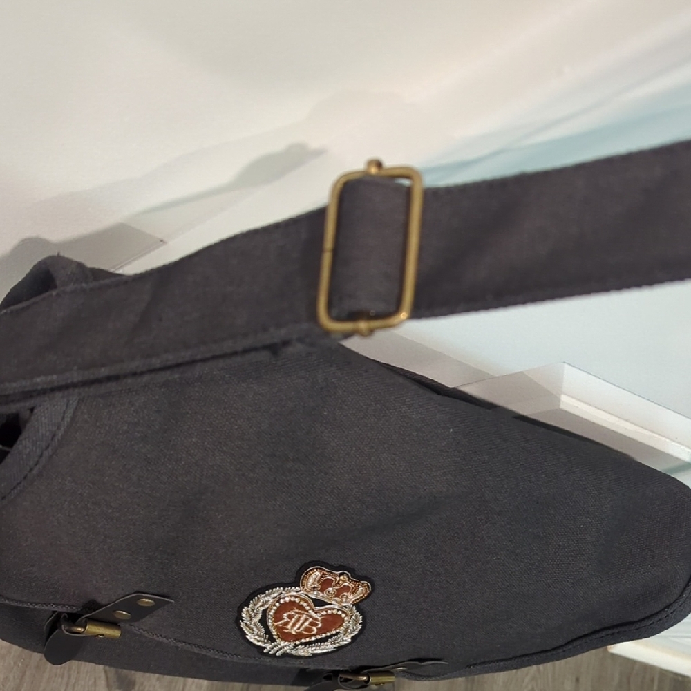 Boutique Black Messenger Bag w/Jewel Accents In Crown & Heart - Picture 7 of 17